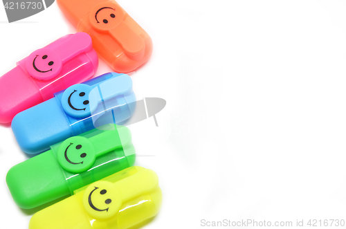 Image of Group of bright color markers 