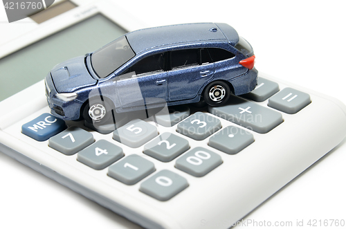 Image of Calculator and toy car