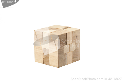 Image of The wooden puzzle - game with blocks