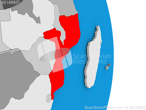 Image of Mozambique on globe