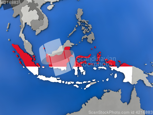 Image of Indonesia on globe