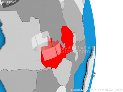 Image of Zambia on globe