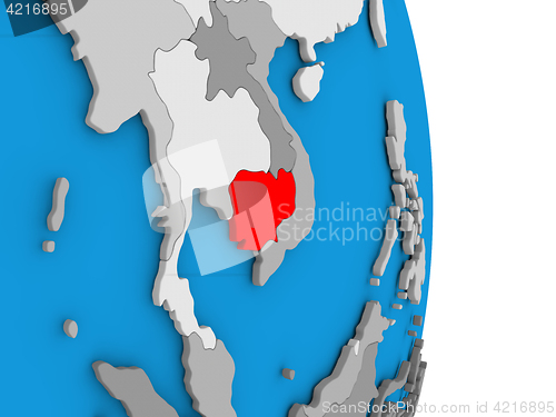 Image of Cambodia on globe