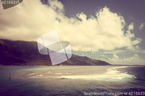 Image of Moorea island and pacific ocean lagoon landscape