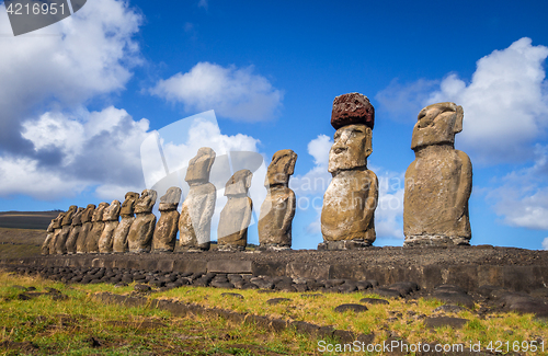 Image of Moais statues, ahu Tongariki, easter island