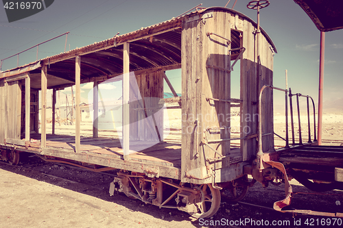 Image of Old train station in Bolivia desert