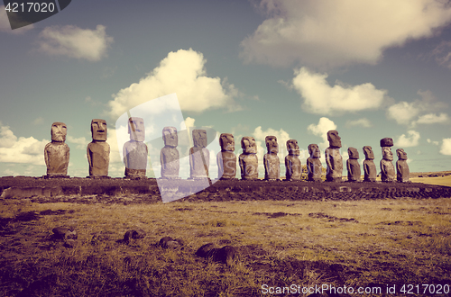 Image of Moais statues, ahu Tongariki, easter island