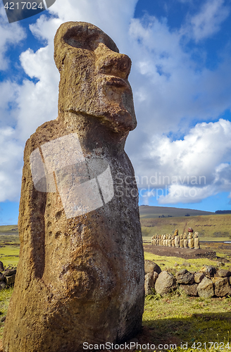 Image of Moai statue, ahu Tongariki, easter island