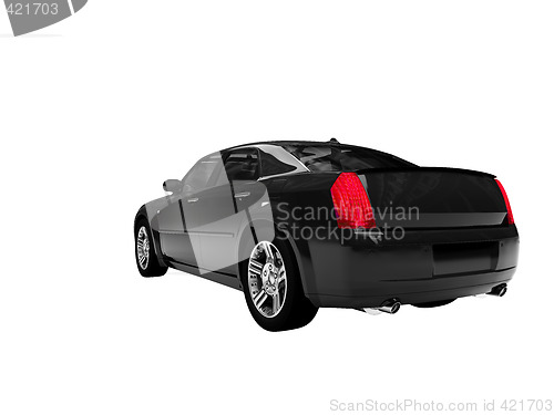 Image of isolated black car back view 01