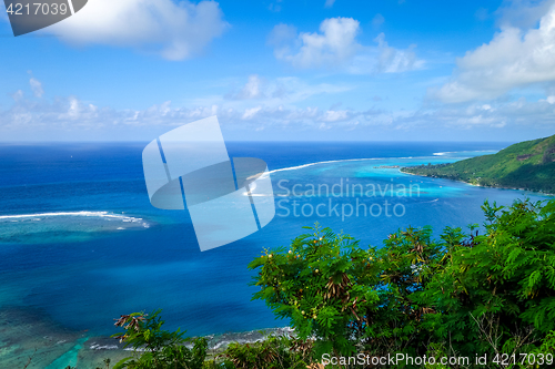 Image of Aerial view of Opunohu Bay and lagoon in Moorea Island