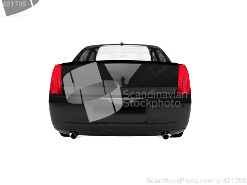 Image of isolated black car back view 02