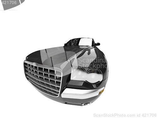 Image of isolated black car front view 01