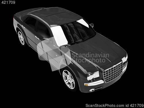 Image of isolated black car perspective view