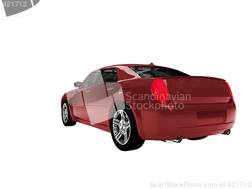 Image of isolated red car back view
