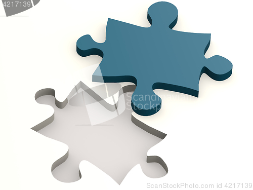 Image of Blue jigsaw puzzle isolated on white