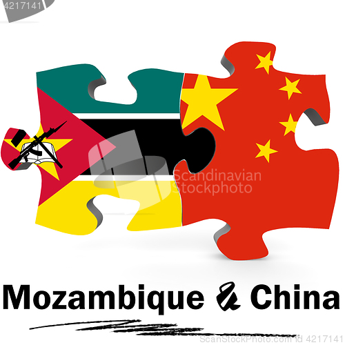 Image of China and Mozambique flags in puzzle 