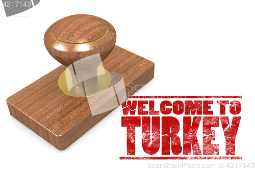 Image of Red rubber stamp with welcome to Turkey
