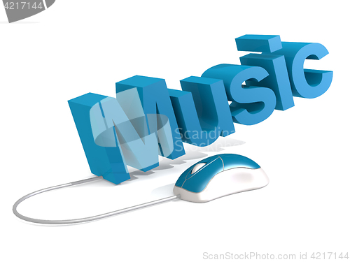 Image of Music word with blue mouse