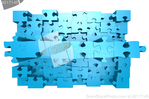 Image of Blue jigsaw puzzle with 3D effect