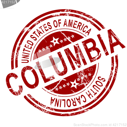 Image of Columbia South Carolina stamp with white background