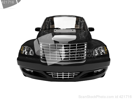 Image of isolated black american car front view 01