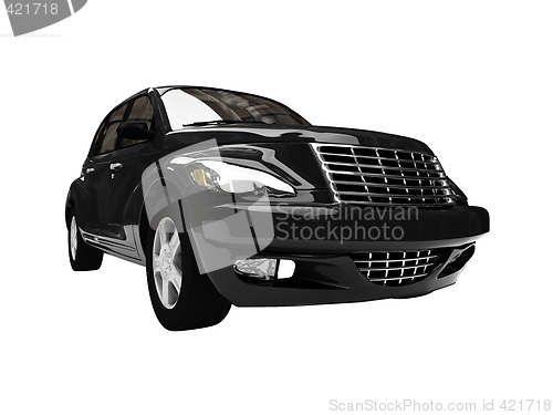 Image of isolated black american car front view 04