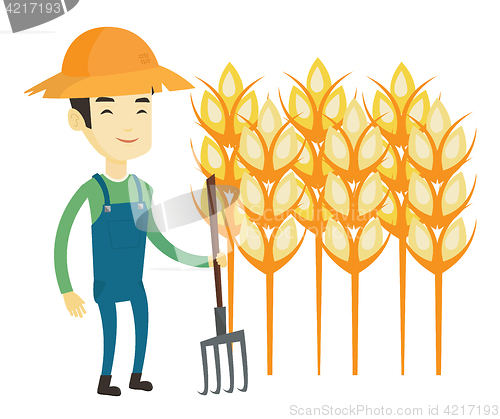 Image of Farmer with pitchfork vector illustration.