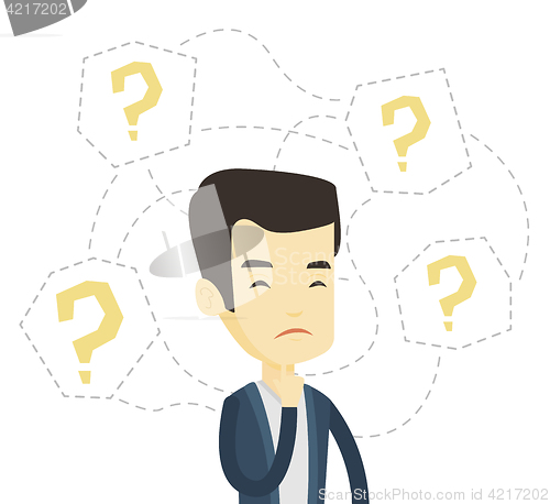 Image of Young business man thinking vector illustration.