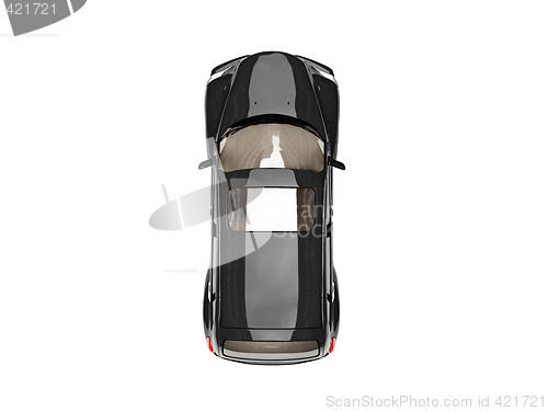 Image of isolated black american car top view