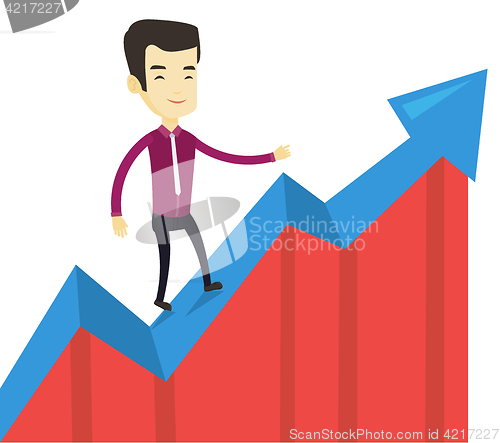 Image of Business man standing on profit chart.