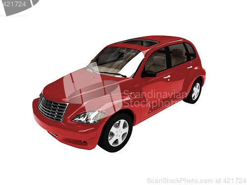 Image of isolated american red car front view