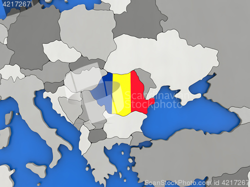 Image of Romania on globe