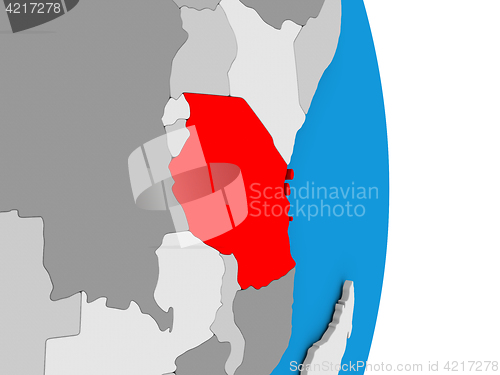 Image of Tanzania on globe