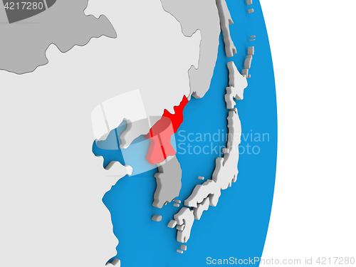 Image of North Korea on globe