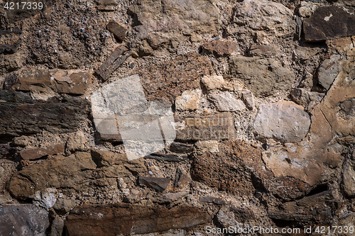 Image of part of a stone wall, for background or texture.