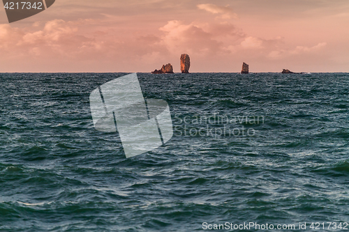 Image of morning landscape with sea rocks