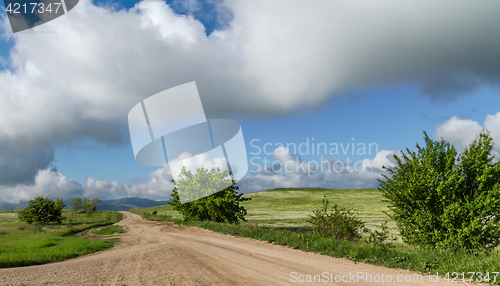 Image of Beautiful landscape of steppe road
