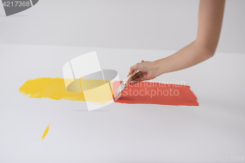 Image of couple painting interior wall