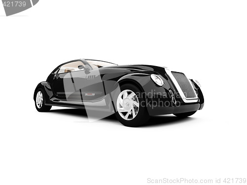 Image of concept of retro car on white background