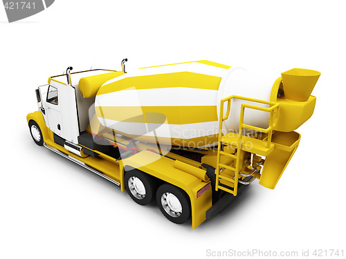 Image of Concrete mixer isolated back view with clipping path