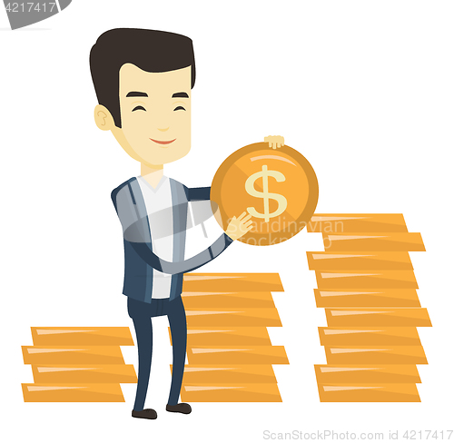 Image of Successful business man with dollar coin.