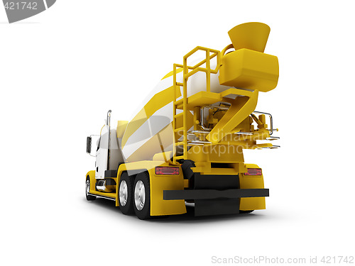 Image of Concrete mixer isolated back view with clipping path