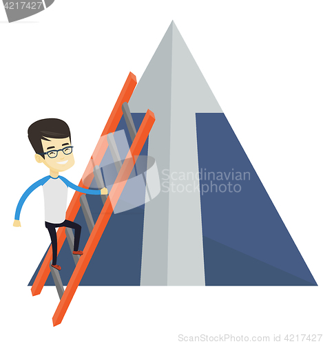 Image of Business man climbing on mountain.