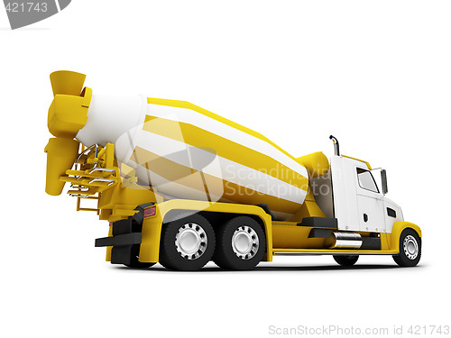 Image of Concrete mixer isolated back view with clipping path