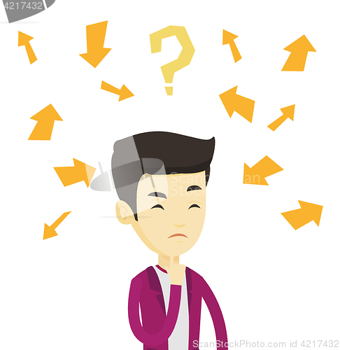 Image of Young business man thinking vector illustration.