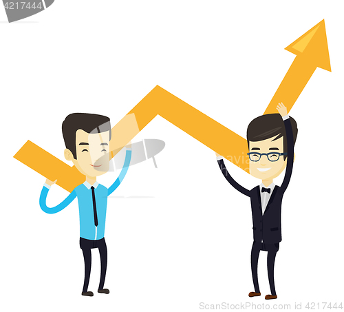 Image of Two business men holding growth graph.