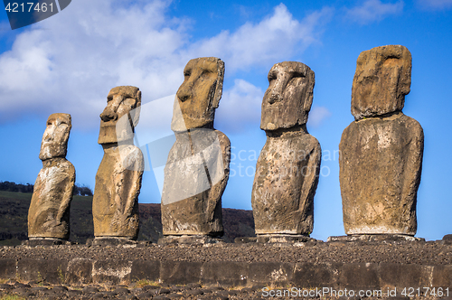 Image of Moais statues, ahu Tongariki, easter island