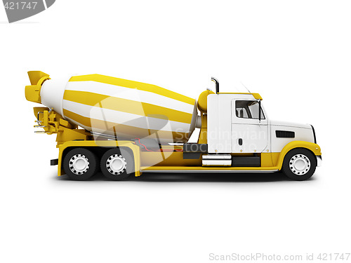 Image of Concrete mixer isolated side view with clipping path