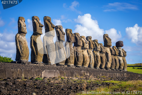 Image of Moais statues, ahu Tongariki, easter island