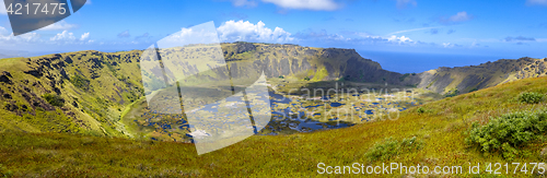 Image of Rano Kau volcano crater in Easter Island panoramic view